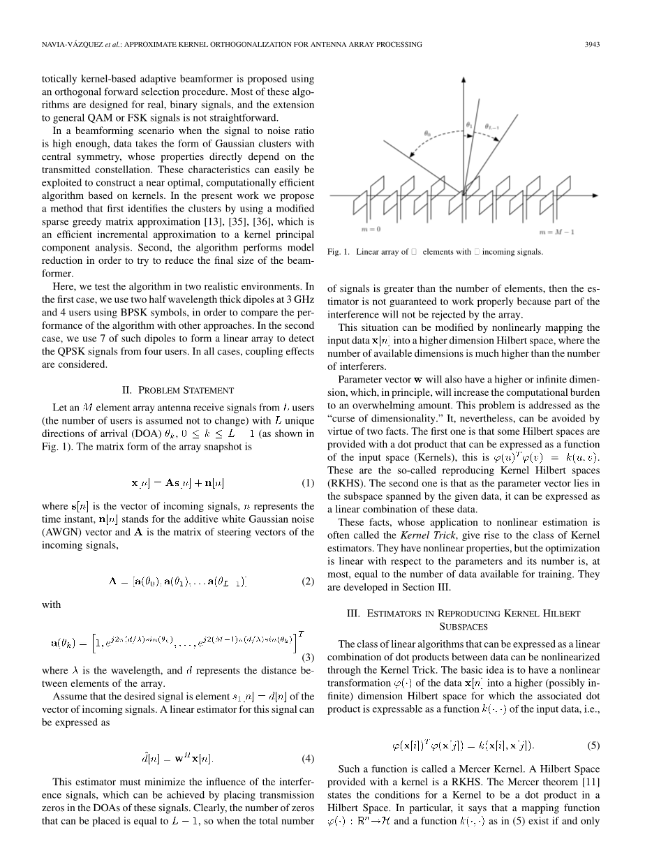 天线阵列处理的近似核正交化外文翻译资料-开题翻译网